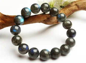 

2017 New Arrival Fashion Stretch Power Bracelets For Women Men 15mm Big Round Crystal Bead Natural Labradorite Bracelet