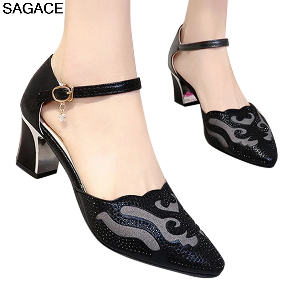 SAGACE/женские сандалии; модная повседневная Уличная обувь с кристаллами; sapatos; босоножки на квадратном каблуке; sandalias de verano para mujer; 10 мая; 30