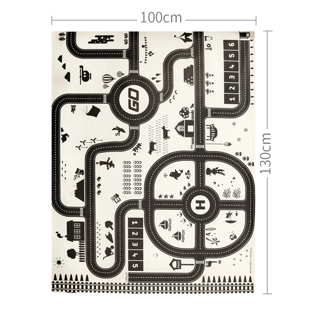 Новинка 130*100 см детские игры автомобиль сцена карта игрушки в скандинавском стиле детские игровые коврики Детский коврик для ползания брезент игрушечный коврик