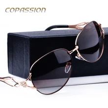 2017 HD polarizado gafas de sol de mujer de marca de diseño de Diamantes de Metal Marco uv400 gafas de sol de pesca vidrios del conductor gafas de sol mujer