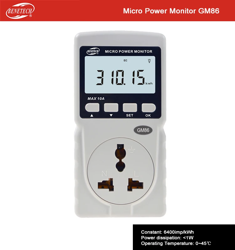 

GM86 GM87 GM88 GM89 Digital Wattmeter Electricity Electric meter Usage Monitoring Socket Plug-in Digital wattmeter Power Meter