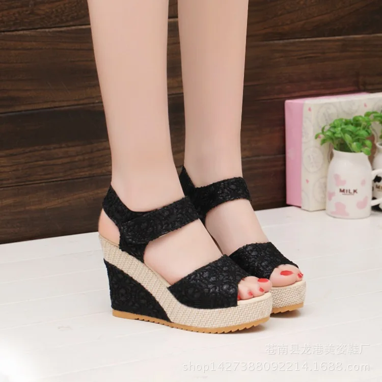 

UNIGUE GIRL Women Sandals 2019 Summer New Open Toe Fish Head Fashion Platform High Heels Wedge Sandals Women Shoes Free Shipping