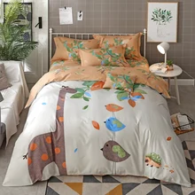 Cute Cartoon Animal Giraffe Bear Print Bedding Set Queen King Size Cotton Fabric Duvet Cover Bed