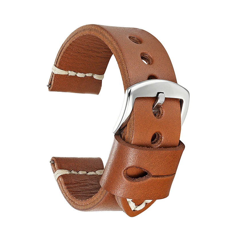 High Quality Leather Vintage Watch Strap 22MM Retro Genuine Leather