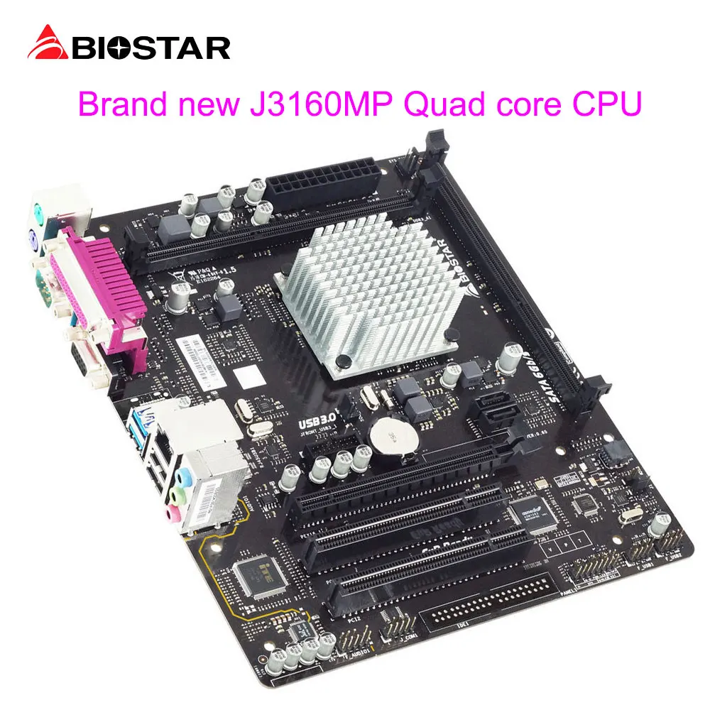 BIOSTAR Motherboard J3160MP For Intel Integrated Quad Core Celeron CPU Processor Board Kit Computer Motherboards Support DDR3 asus ga h55 ud3h h55 1156 computer motherboard with integrated needle i3 530 i3 750 quad core cpu package