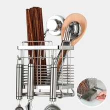 Клетка для палочек для еды, 304 нержавеющая сталь, настенный нож, вилка, ящик для хранения, кухонная форма для слива воды, подставка для посуды mx12141016