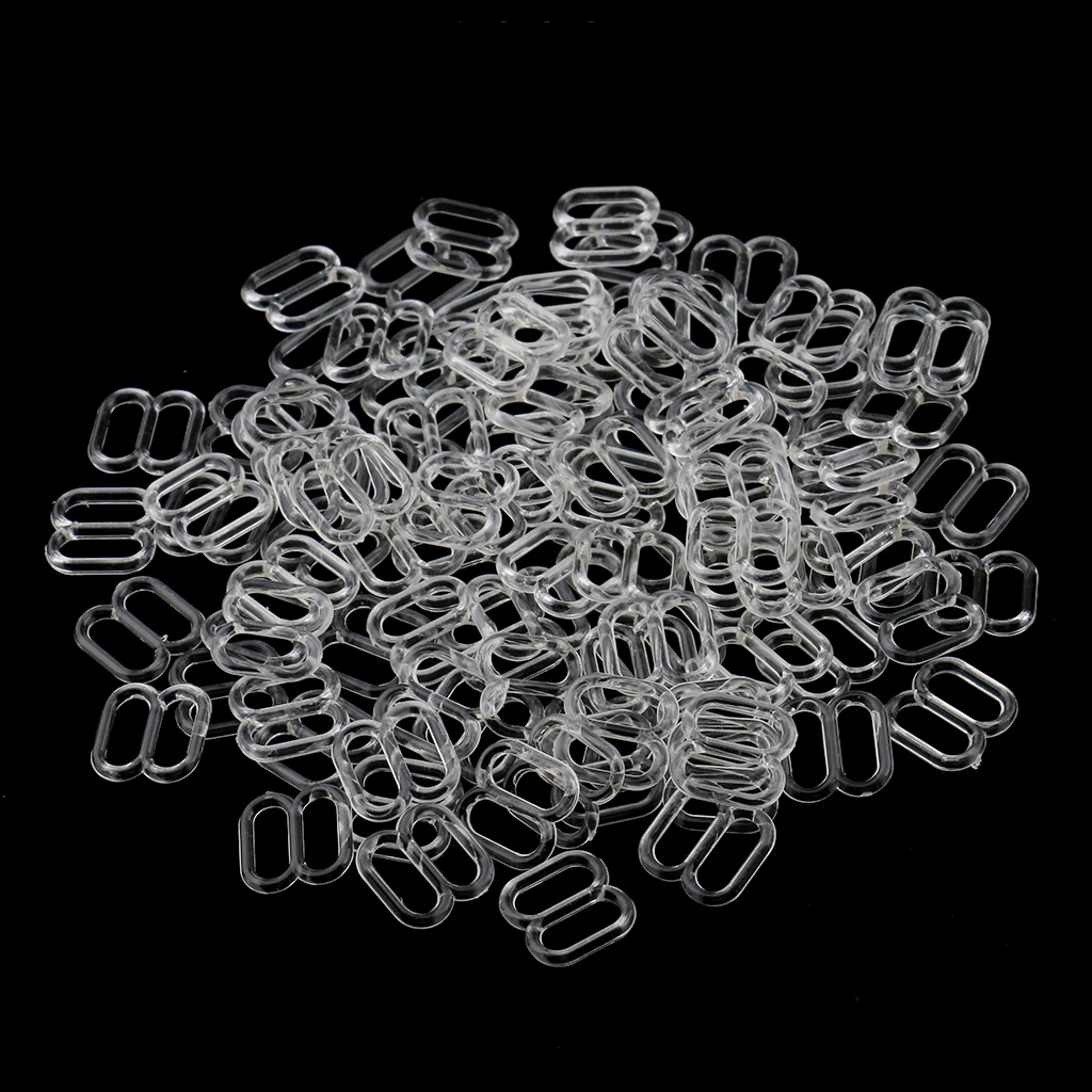 100pcs Plastic Lingerie Bra Strap Sliders Adjuster Hook for Corset Garter Bikini