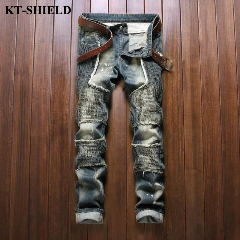 Ripped Jeans Men Famous Brand Straight Slim Fit Denim Trousers Vaqueros hombre 100 Cotton Hip Hop