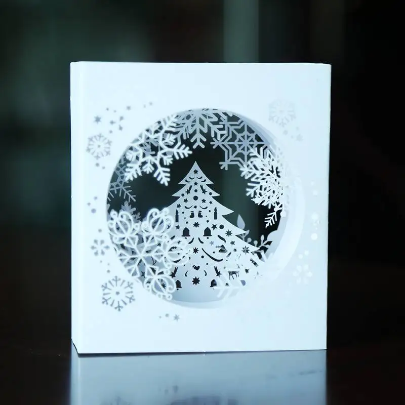  1 Pcs Handmade Merry Christmas Greeting Card 3D Pop Up Tree Box Snowflake Greeting Card Craft Holid - 32932870967