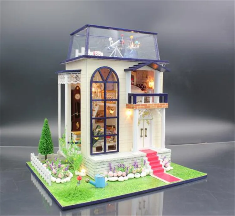 DIY деревянный кукольный дом игрушки принц Роза кукольный домик миниатюры Сборка строительный блок игрушки для детей и взрослых