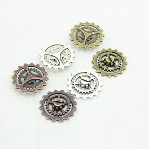 

Sweet Bell 30pcs/lot 22mm Three color Charm Vintage Zinc Alloy Glossy Punk Gear Charm Steampunk gears Charms