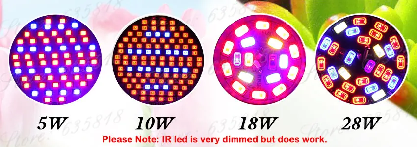 Lâmpada para Flor Lote Crescer Luzes 5 w 10 18 28 E27 Espectro Completo Vegetais Sistema Hidroponia Planta Tenda 4 Pçs - Led 3 Lâmpadas de crescimento