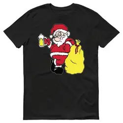 Drunk Santa Beer забавные мужские новинки Рождественская футболка тройник подарок топы Летняя классная забавная футболка