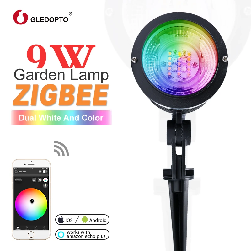 Outdoor ZIGBEE smart led 9W rgbww/cw garden lamp AC100-240V work with echo plus AU EU UK US plug ZIGBEE LIGHT LINK lightify