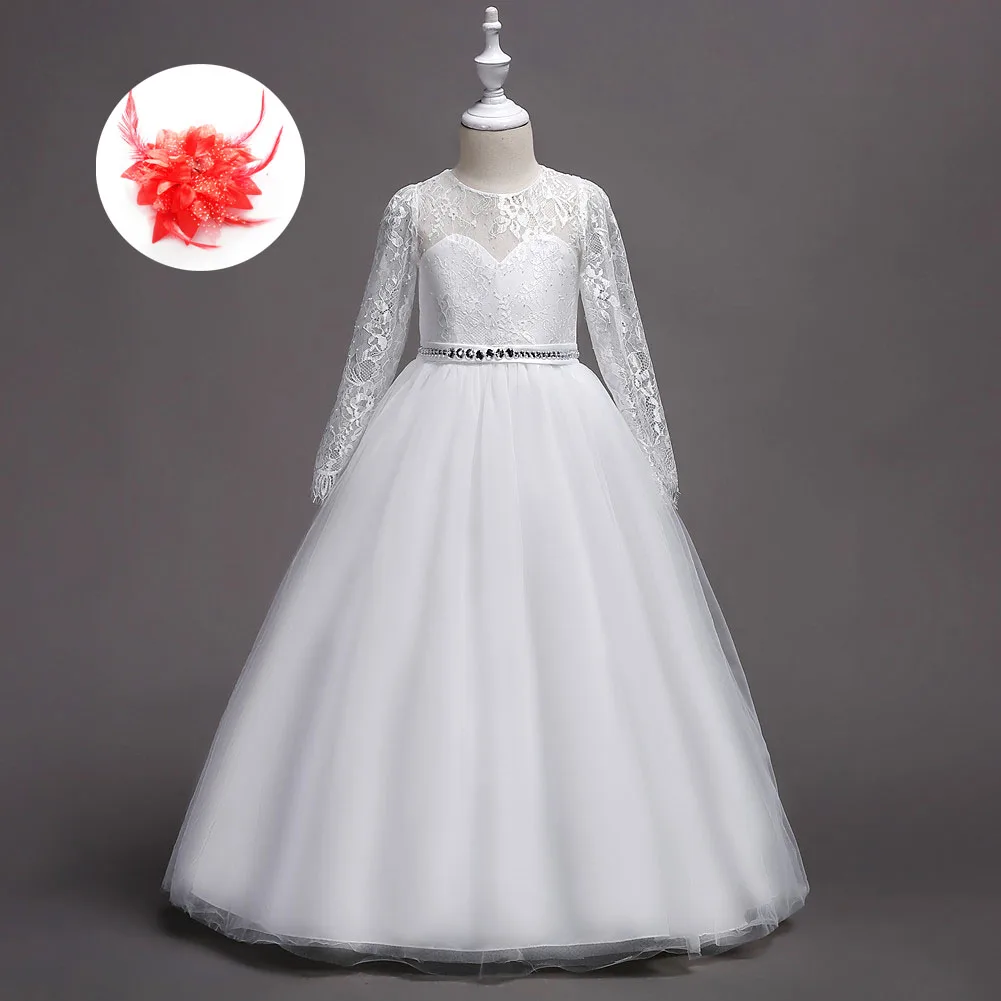 

Luxury 2019 Flower Girls Pageant Dress Beautiful Rhinestone Belted First Communion Gown Girls White Princess Dresses