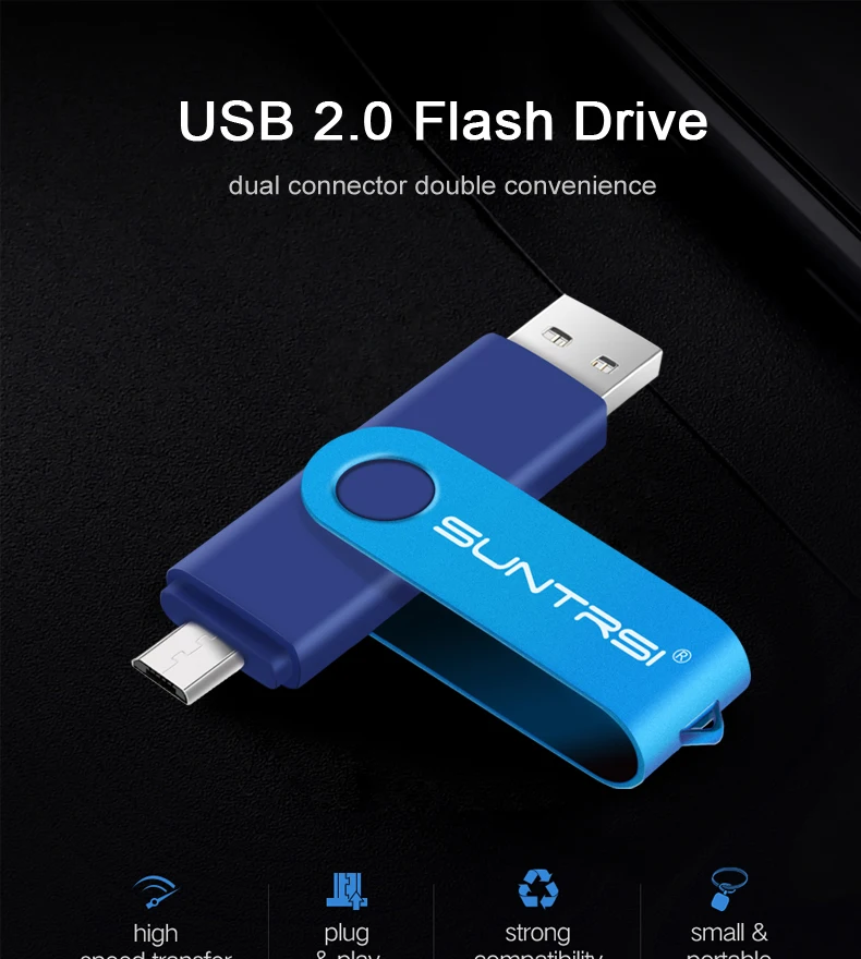 Suntrsi OTG USB флеш-накопитель поворотный флеш-накопитель USB палка для Android смартфонов флеш-накопитель индивидуального производства логотип USB палка