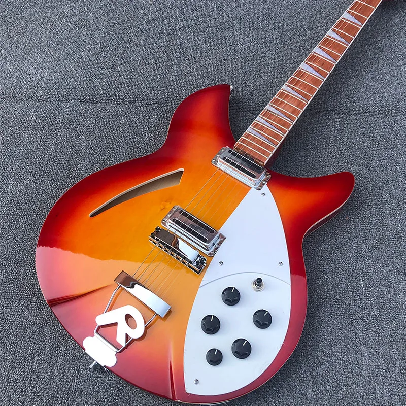 

Factory direct 360 electric guitar 6 string electric guitar cs paint, half empty core, R bridge double output free shipping