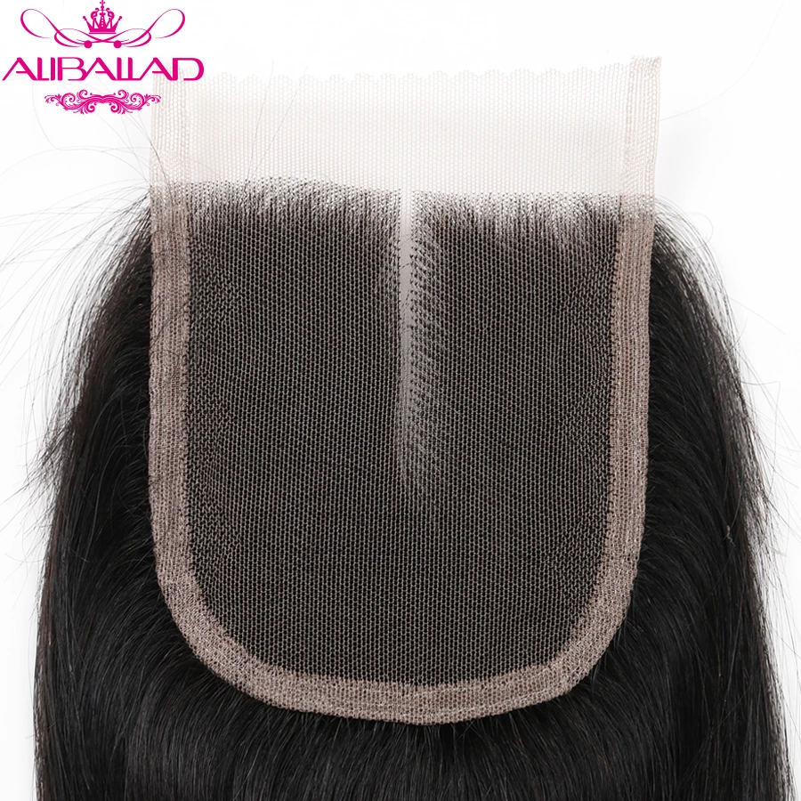 Aliballad бразильские прямые волосы закрытие 4x4 швейцарское кружево Закрытие средняя часть 10 до 20 дюймов Remy человеческие волосы Кружева Закрытие