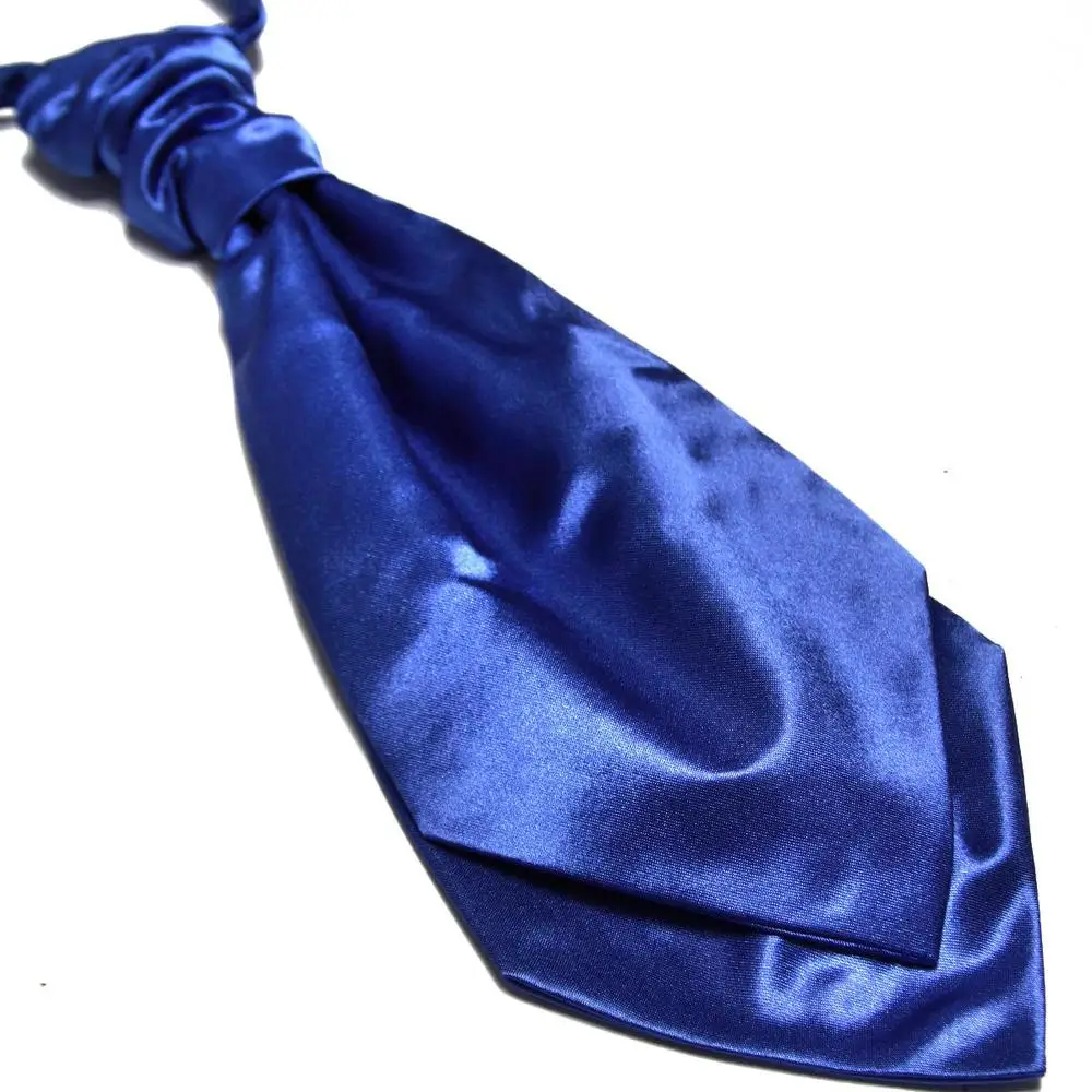 HOOYI вечерние мужские галстуки серебряные свадебные аскоты - Цвет: Синий