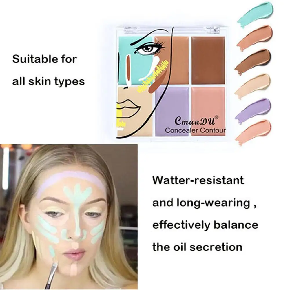 

6 Colors Long Lasting Lady Concealer Palette Women Face Foundation Cream Full Makeup Beauty Cosmetic Tool