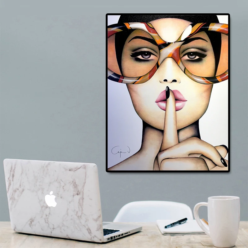 Modern Hot sale Figure Painting Canvas Poster&Prints Custom Wall Art Painting Fashion Girl Wall Picture Bedroom Home Decor