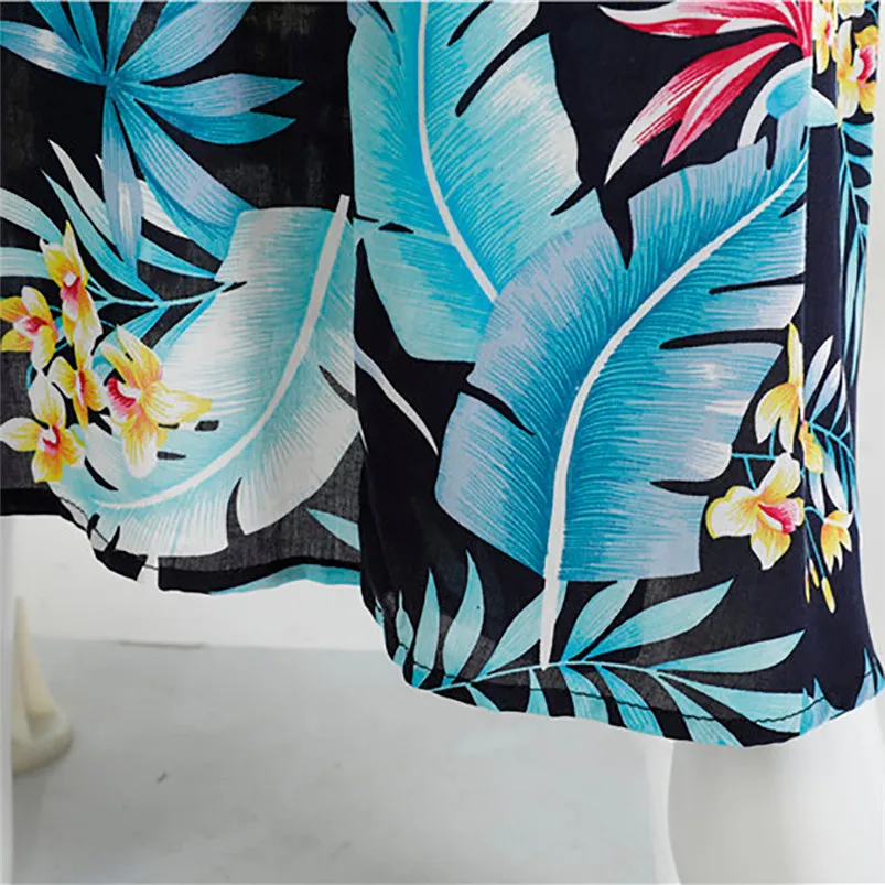 Summer Skirts Women Boho Maxi Skirt Beach Leaf Print Holiday Summer High Waist Long Skirt faldas mujer moda 2019 El verano H26 (11)