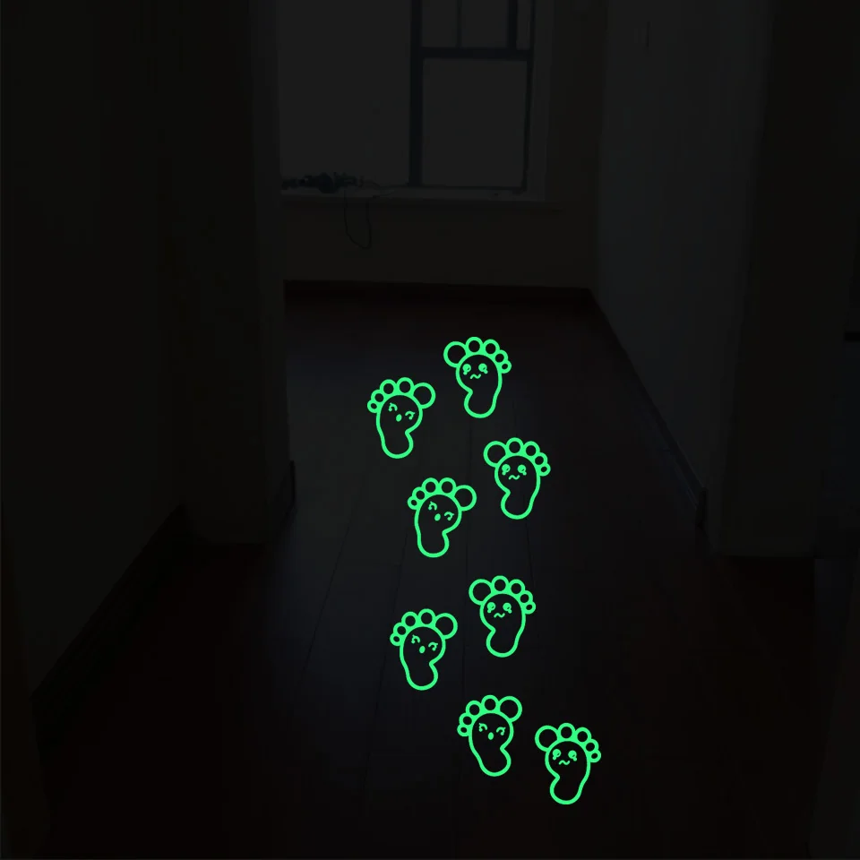 Glow Sticker Carton Footprints Glow In The Dark Stickers Cute Footprint 