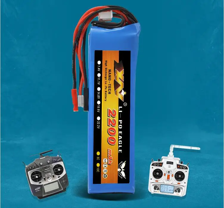 Rc Lipo батарея 7,4 V 2200mah 8C 2S Lipo батарея для Futaba T6J T8FG 12FG передатчик для радиоуправляемого дрона