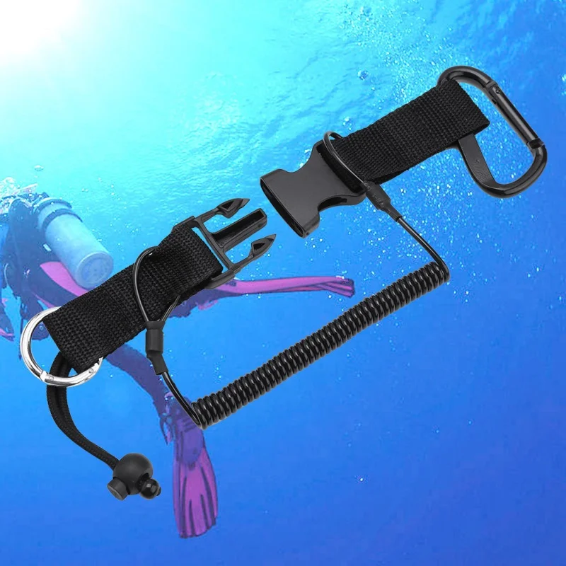 الغوص كاميرا السلامة لمكافحة خسر حبل دائم تحت الماء الغوص حبل لفائف النايلون مشبك كليب حلقة تسلق معدات السلامة