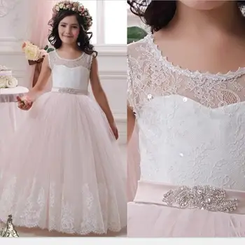 Brand New Flower Girl Dresses Sashes Ball Gown Party Pageant Communion Dress for Wedding Little Girls Kids/Children Dress new girls puffy dress with bow ball gown flower girls dresses for wedding baby girls birthday party dress pageant gown