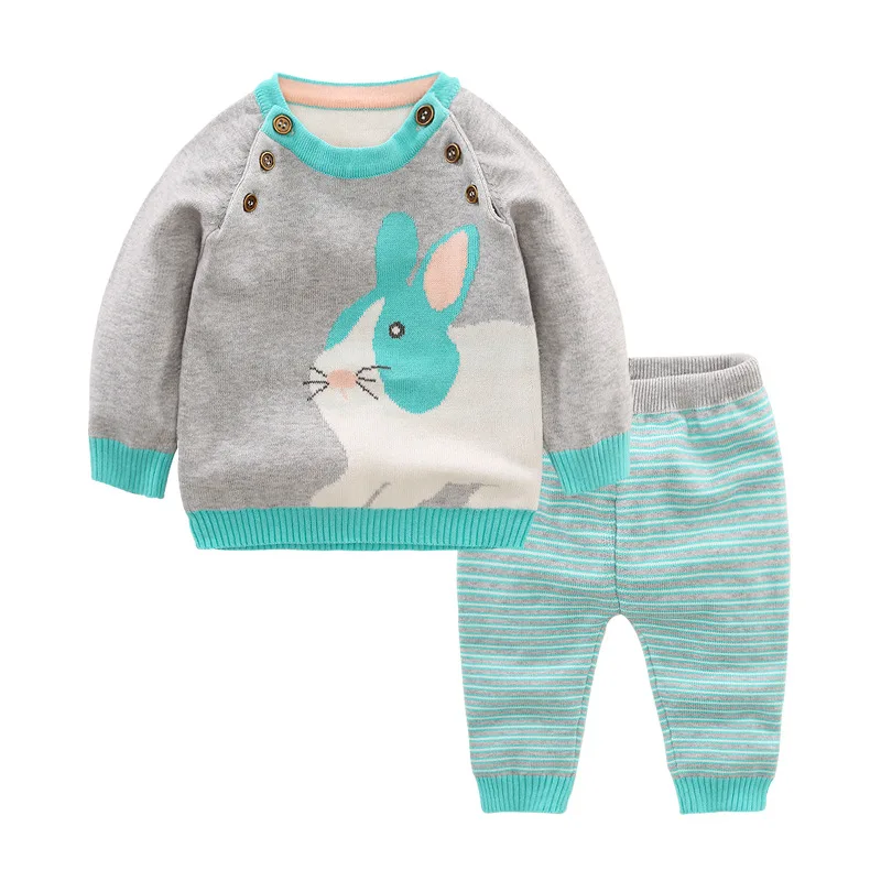 Комплекты для маленьких девочек 2018 весенний шерстяной вязаный комплект