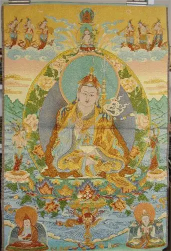 

Thangka Brocade painting Silk embroidery Embroidery Buddha Gold silk weave White Tara
