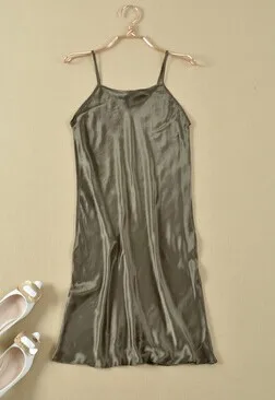 Большие размеры шелковое платье с длинным разрезом на бретельках универсальная нижняя юбка женская 100 шелковая домашняя ночная рубашка