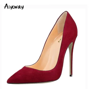 

Ladies High Heel Pumps Stiletto Faux Suede Fashion Women Shoes Autumn Spring Wedding Shoes Sexy Thin Heels Slip-On Pink Aiyoway