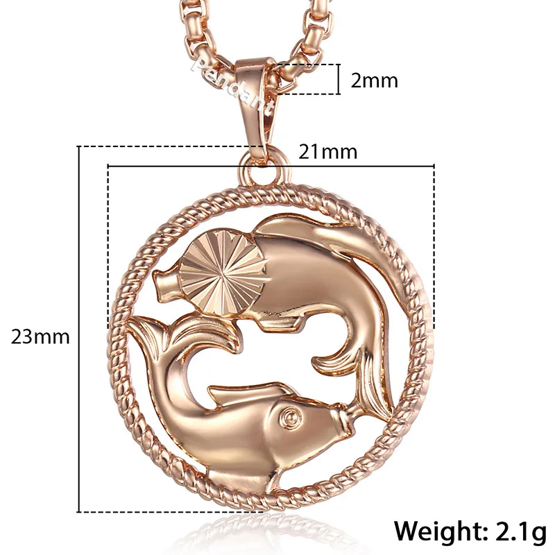 Davieslee 12 Созвездие женское ожерелье s 585 розовое золото заполненное ожерелье с подвеской для женщин и мужчин Знак зодиака модный подарок DGPM21 - Окраска металла: Pisces GP261