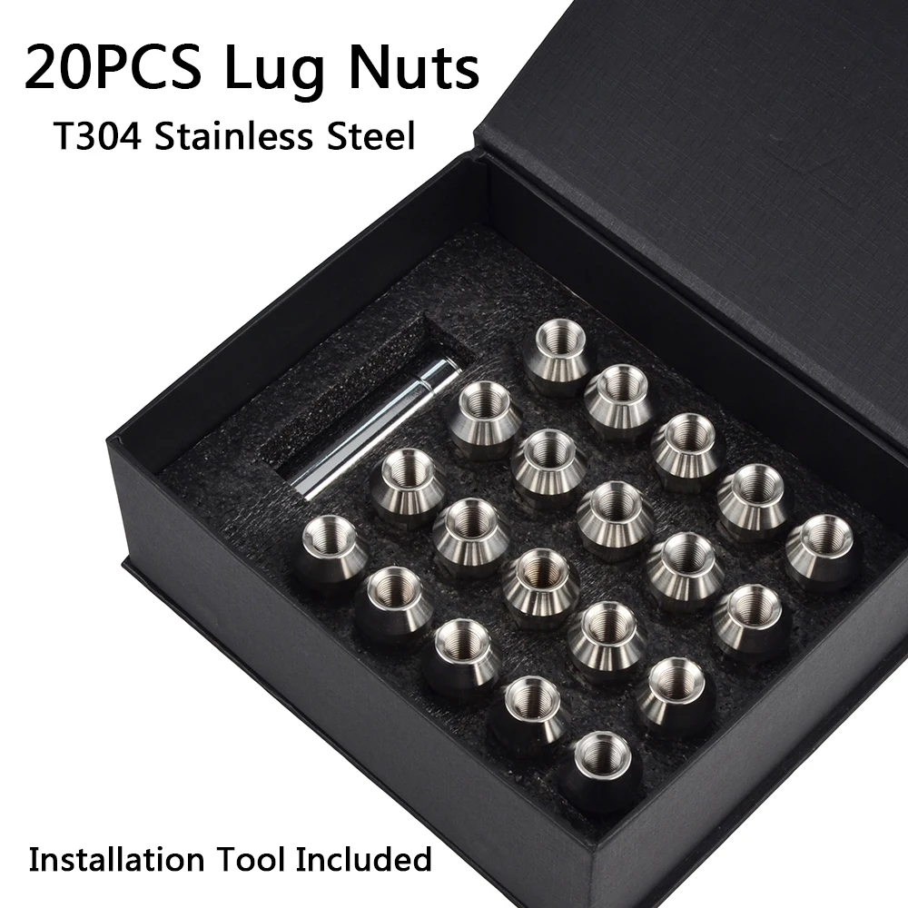20PCS M12x1.25 Racing Wheel Lugs Nut Drift Rim Lug T304 Stainless Steel Bolts KDM Dub For Nissan Pickup Quest Rogue Sentra Titan