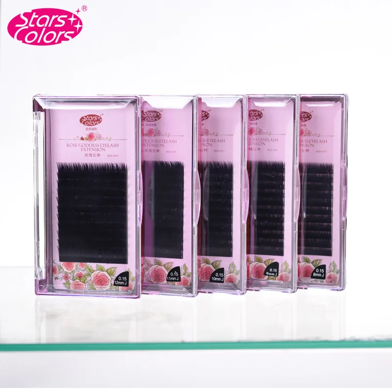 

Stars Colors Black Mink False Eyelashes J/C Curl 8-12mm Individual Natural Fake Eye Lashes High Quality Makeup Eyelash Extension