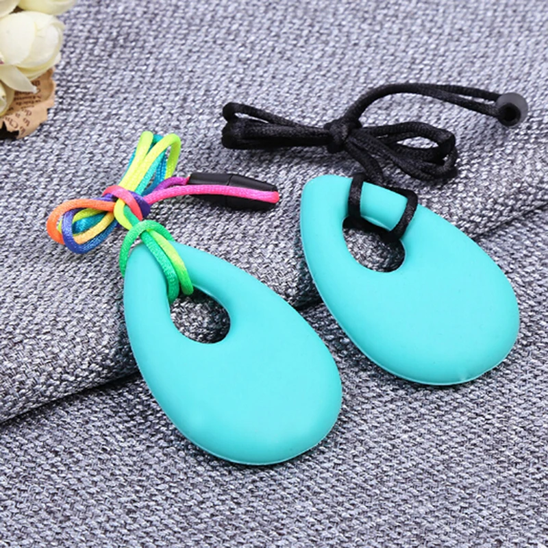 Murah Silikon Silicone Teether Balita Anak Drop Ring Tumbuh Gigi Hitam Chian Kalung Liontin Baru Lahir Geraham Gigi Kunyah Mainan Gigi
