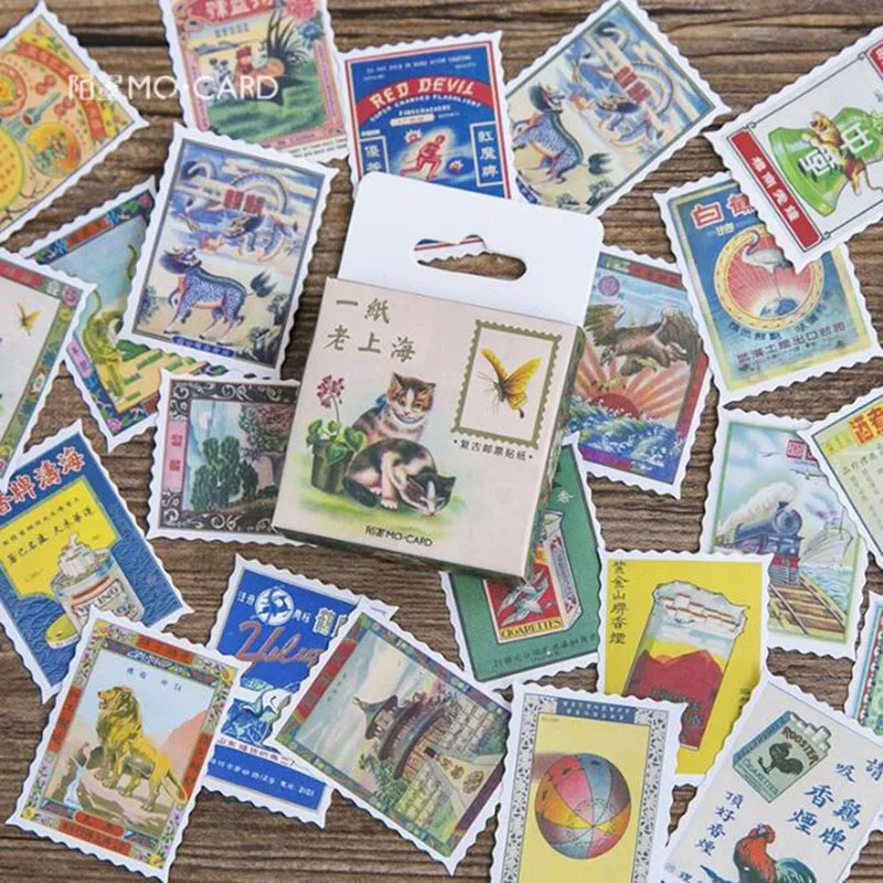 

Cute Stickers Creative Vintage Animal Patterns Scrapbook Stickers Set Decorative Diary Albums Mobile Phones Shaped Seals