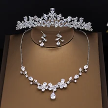 Vysor полный Кубический Цирконий Свадебный комплект ювелирных изделий чистый циркон камень невесты Тиара ожерелье серьги наборы CZ камень свадебные украшения