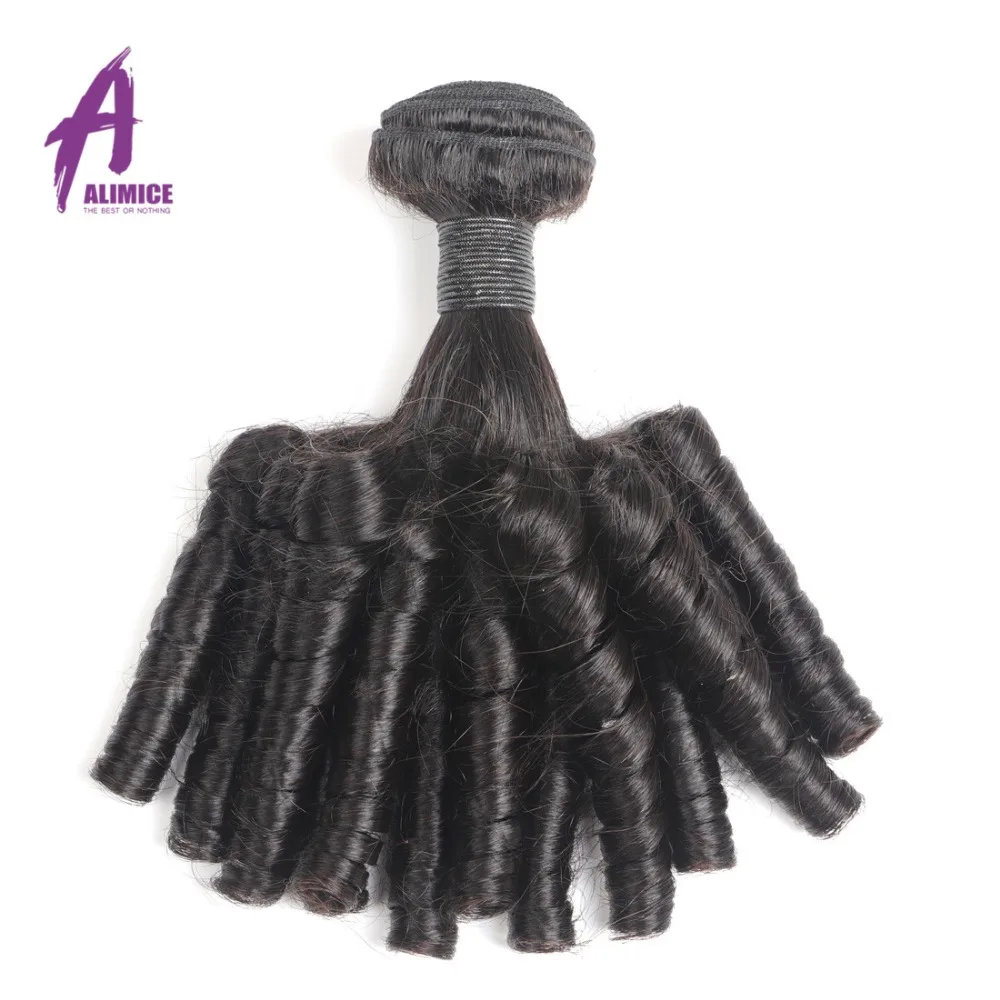 Alimice Brazilian Fummi Curly Hair 3 Bundles Deal Natural Color 12-30inch Hair Weave Bundles 100% Remy Human Hair Extensions (4)