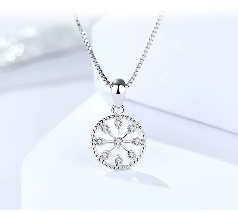Round S925 sterling silver pendants for necklace 4