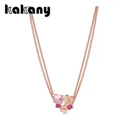Kakany 2019 новый 925 пробы серебро цветок персика Цепочки и ожерелья Peach Blossom серии подарки для девочек Женские Романтические драгоценности