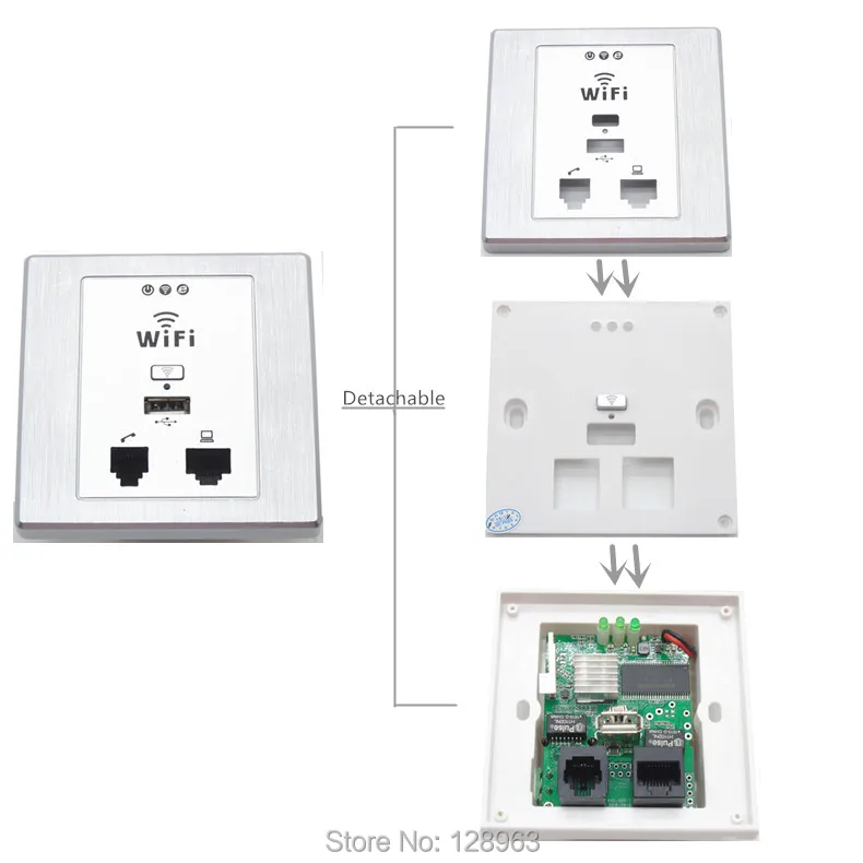 Товар WPL6058 300 Мбит/с Рисование Серебряная панель Крытый 86 разъем PoE Wi-Fi маршрутизатор в стене AP беспроводная точка доступа