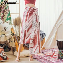 Богемная шифоновая длинная юбка с запахом, раскол, бохо юбки женские, Макси Лето, асимметричная пляжная повседневная юбка с высокой талией