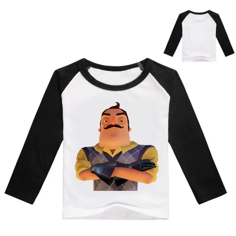 Футболка «Hello neigher» для детей от 2 до 12 лет Одежда для маленьких мальчиков джемпер для детей, футболка с длинными рукавами для подростков хлопковый топ, модель