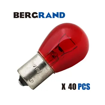 

40PCS 581 PY21W S25 BAU15s Red Glass 12V 21W Car Turn Signal Tail Lamp Stop Light Indicator Bulb Offset Pins