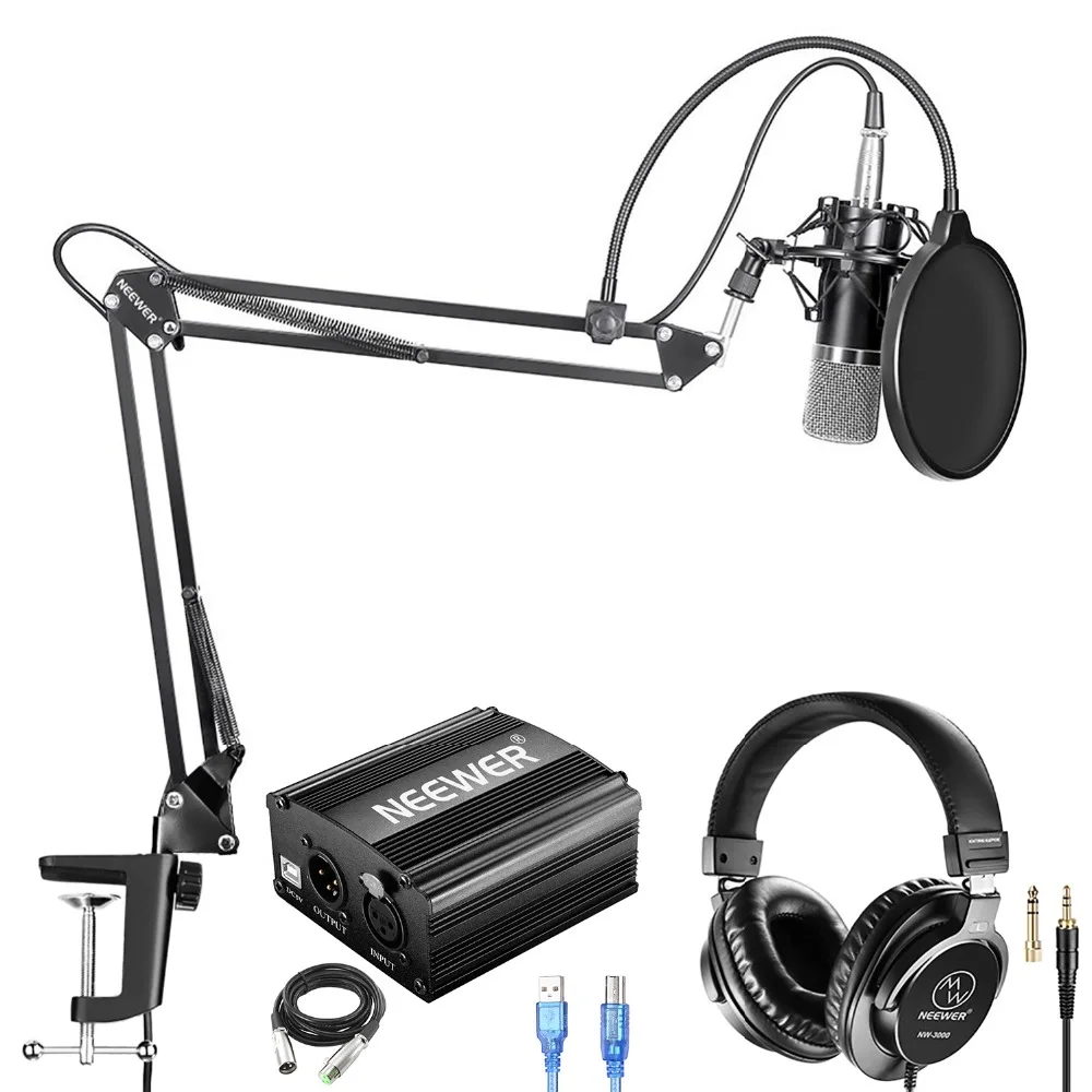 

Neewer NW-700 Pro Condenser Microphone and Monitor Headphones Kit with 48V USB Phantom Power Supply/NW-35 Boom Scissor Arm Stand