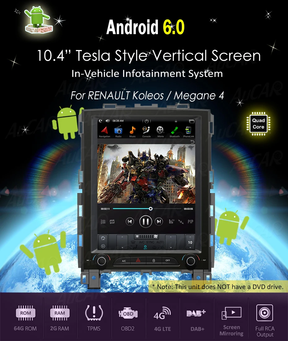 Android Tesla стиль автомобиля gps Радио для Renault Koleos Megane 4 мультимедийный плеер аудио Bluetooth радио wifi 4G вертикальный стерео