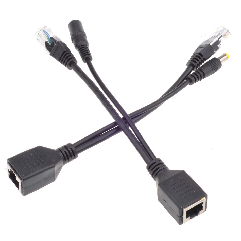 20pcs (10pair) POE Passive Cable Splitter Power Over Ethernet POE Injector Camera CCTV Adapter 12V Power Supply Cable 24V 48V
